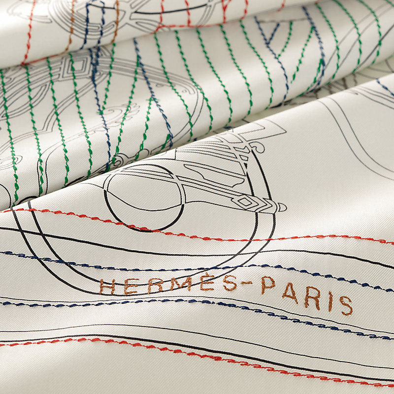 Ex-Libris Les Sangles embroidered scarf 90 | Hermès Macau SAR